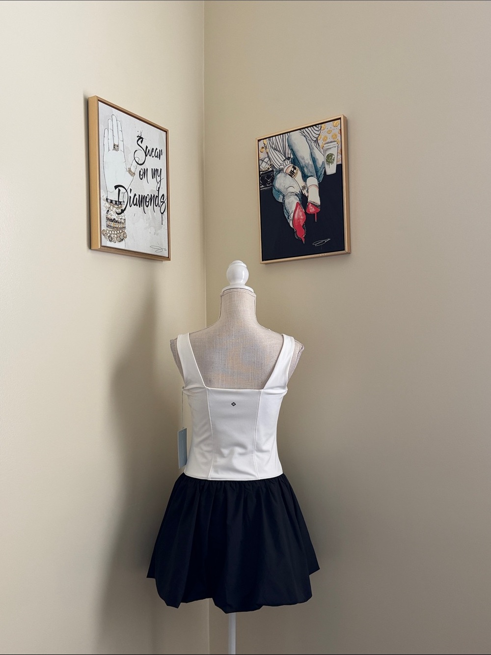 ANTONIO MELANI White and Black Two-Tone Mini Dress - Picture 8 of 13
